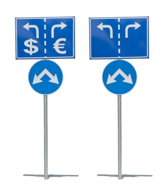 Crossroads yol işareti, iki ok.