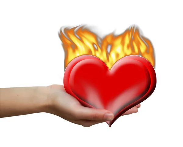 Heart in Fire. — Stock Photo, Image