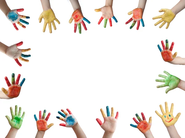 Kinderen geschilderd handen — Stockfoto