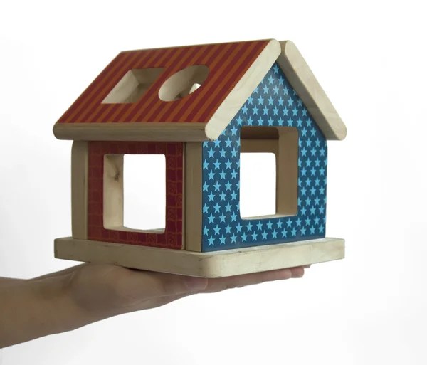 Fa színes ház toy — Stock Fotó
