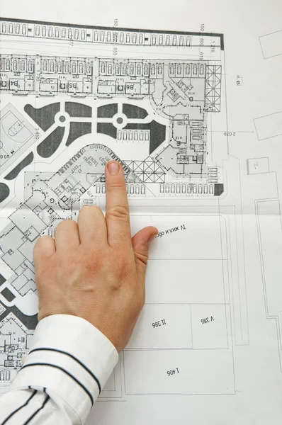 Sketch plan of building construction — Stock Photo, Image