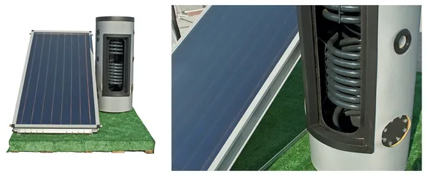 Solar batterier och värmare — Stockfoto