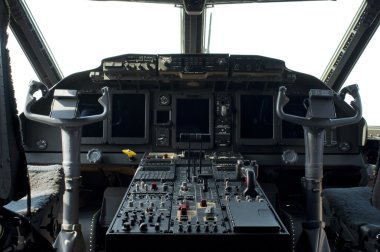 Cockpit of a military aircraft clipart