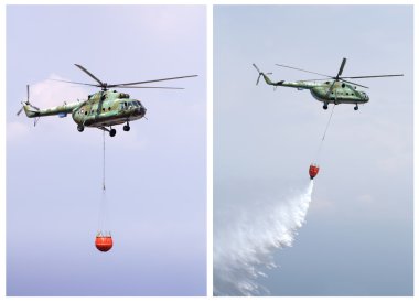 Helicopter extinguish fire clipart