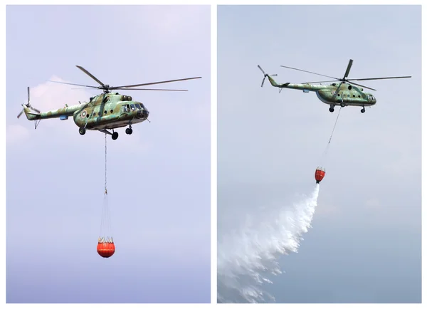 Helicopter extinguish fire — Stock Photo, Image