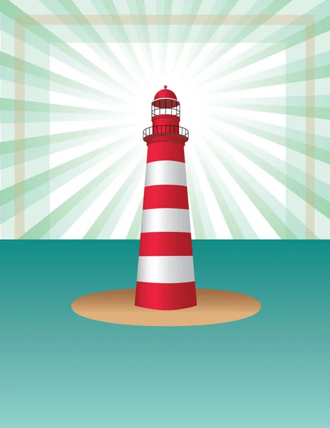 stock vector Lighthouse on sea background with rays