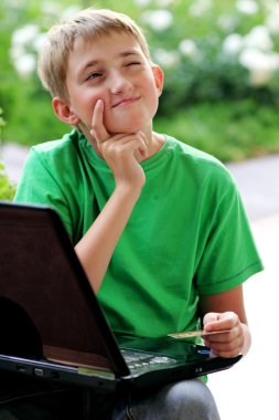 Boy on Computer clipart