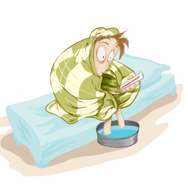 Patient with a temperature clipart