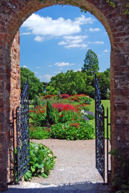 Summer Garden through archway clipart