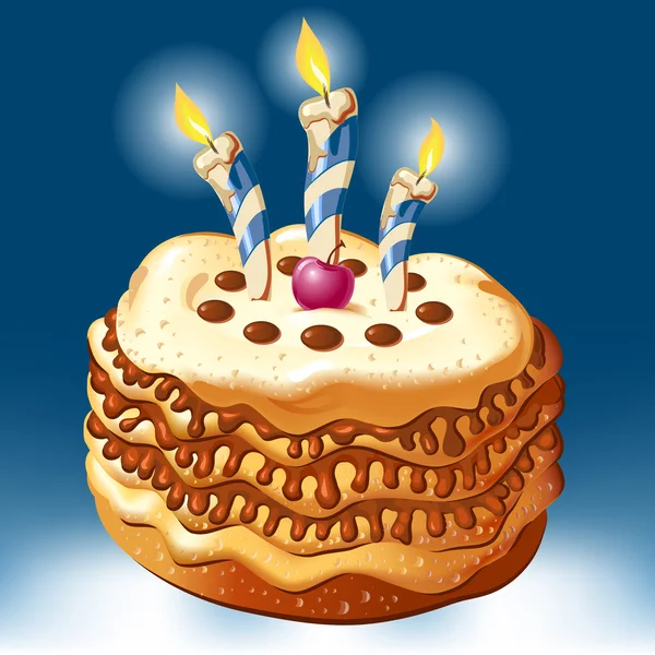 用蜡烛庆祝生日蛋糕 — 图库矢量图片