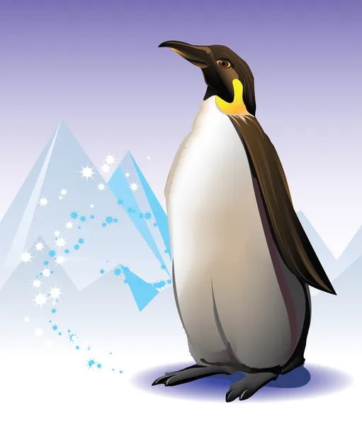 Penguin on the iceberg and snow background — Stock Vector
