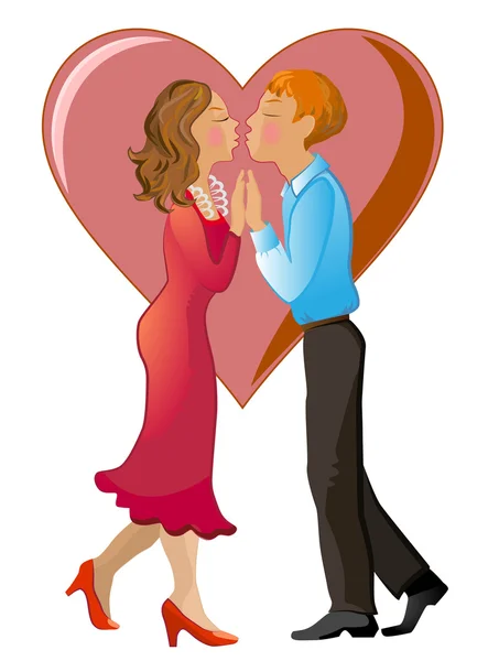 Couple in love with heart — Stock Vector