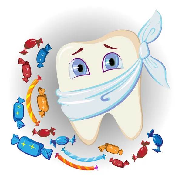 Schmerzhafte Zähne und Süßigkeiten — Stockvektor