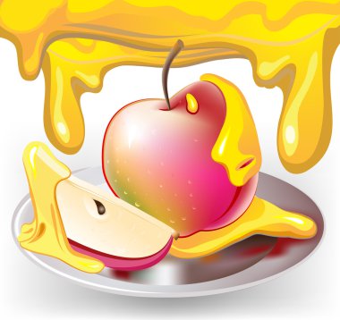 Apple with honey clipart