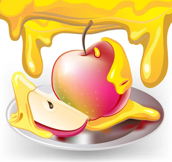 Apfel mit Honig — Stockvektor