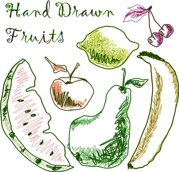 Kézzel szedett gyümölcsök Stock Illusztrációk