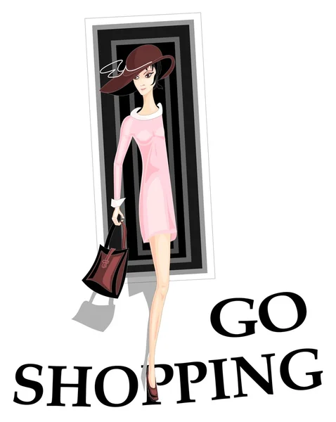 Fille aller faire du shopping — Image vectorielle