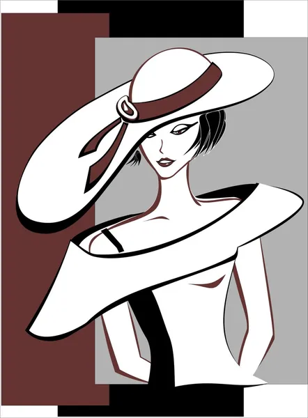 Şapkalı Kız — Stok Vektör