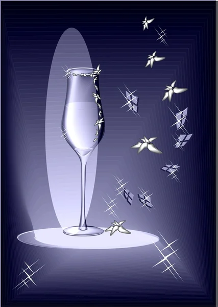 用酒和光暗蓝色玻璃 — 图库矢量图片
