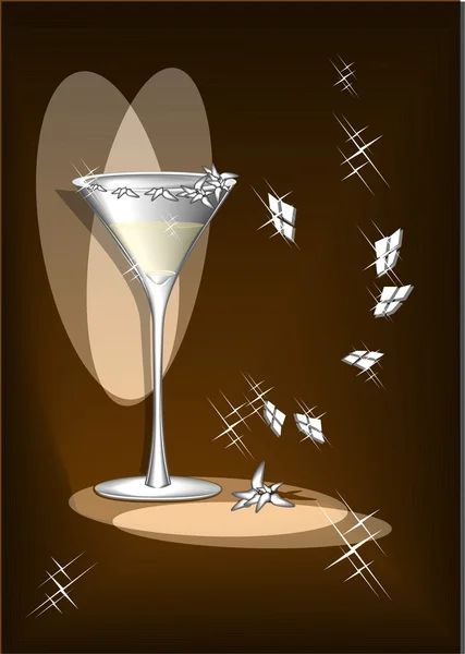 白葡萄酒和光玻璃 — 图库矢量图片