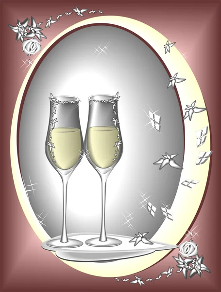 Dois copos para celebrar do casamento — Vetor de Stock