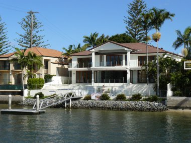 Luxury waterfront residence with private mooring clipart