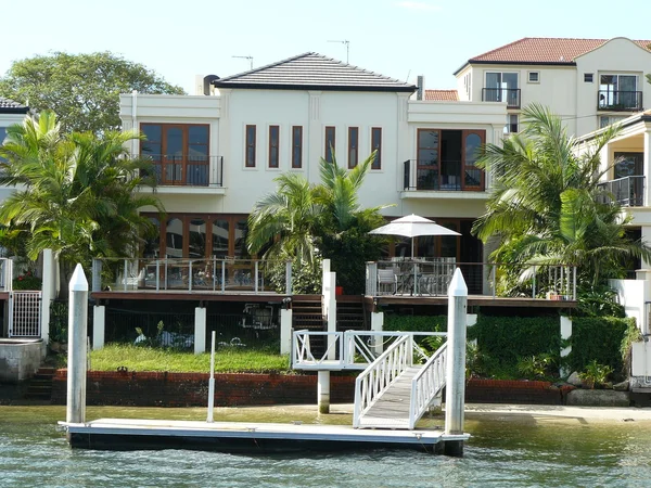 Luxury waterfront residence with private mooring Royalty Free Stock Photos