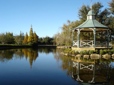 Gazebo near lake clipart