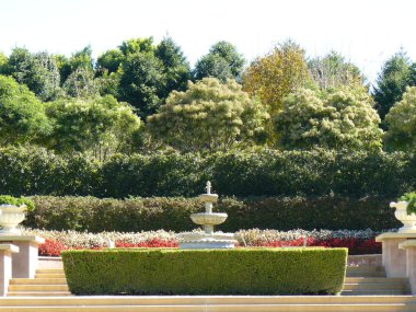 Fountain in formal garden clipart