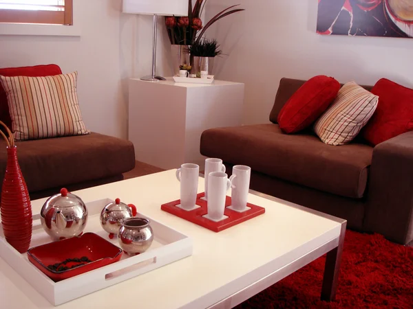 明亮的红色现代休息室 — 图库照片