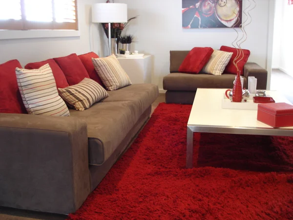 明亮的红色现代休息室 — 图库照片