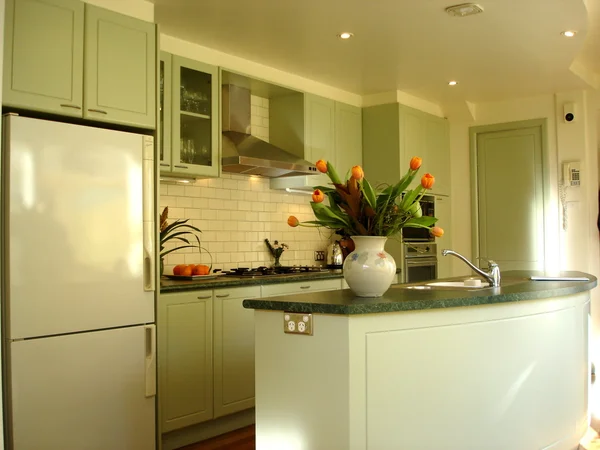 Soft green kitchen — Stock Photo, Image