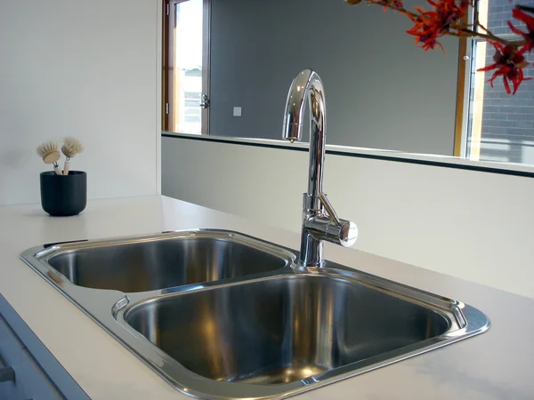 Kitchen with double sink — Stock Photo, Image