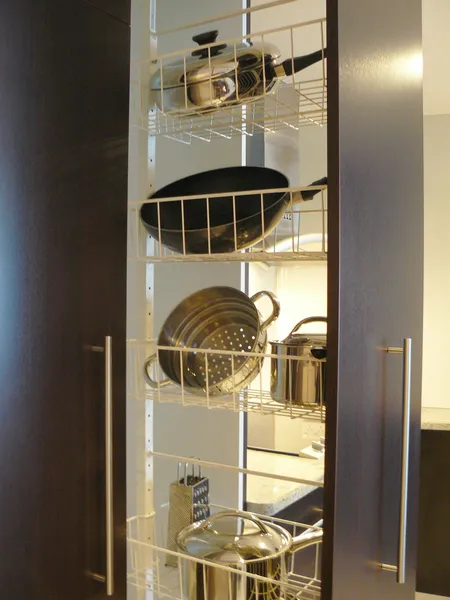Kitchen storage for pots — Stock Photo, Image