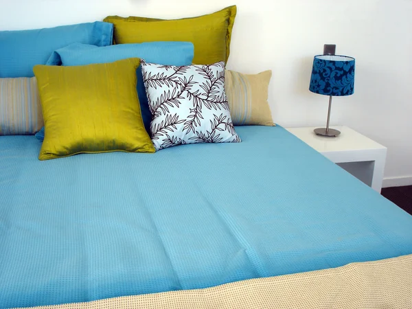 Blaues und grünes Schlafzimmer — Stockfoto