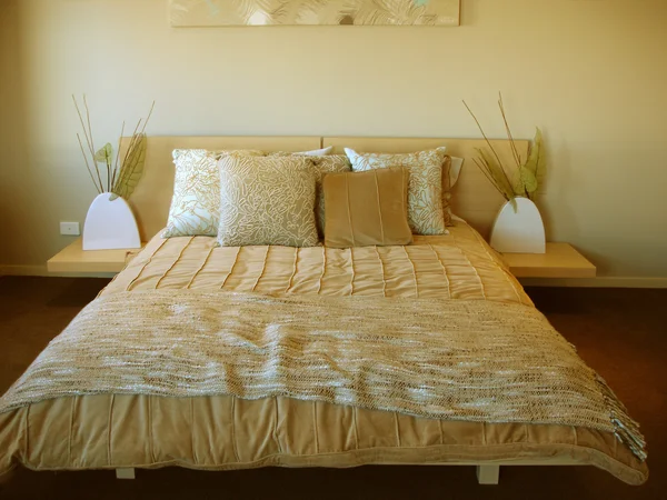 Modern bedroom soft tones Stock Image