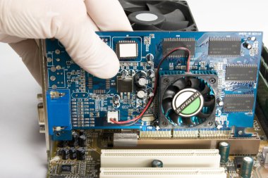 Installing video card into motherboard clipart