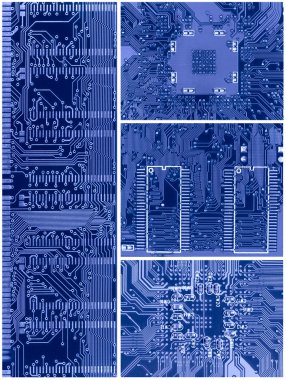 Set of blue circuit boards clipart