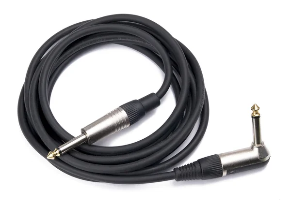 Černý hudební kabel s dvěma konektory — Stock fotografie
