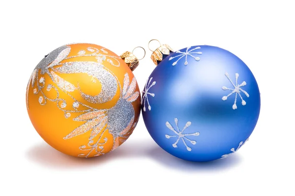Yeni yıl Noel mavi ve turuncu oyuncaklar