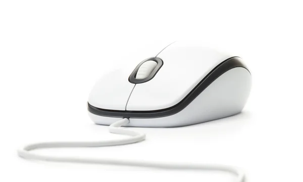 Bílá počítačovou myš, samostatný — Stock fotografie