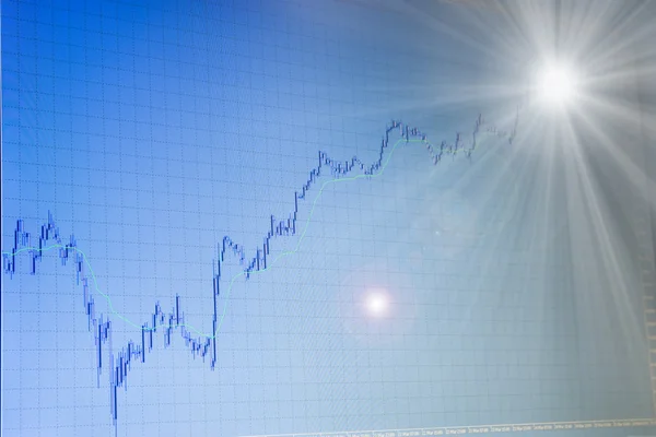 Growing forex chart with light in the end — Stock Photo, Image