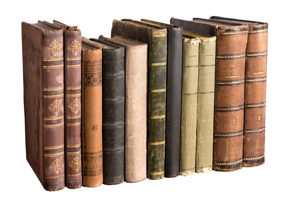 Isolated row with old books — Stock Photo, Image