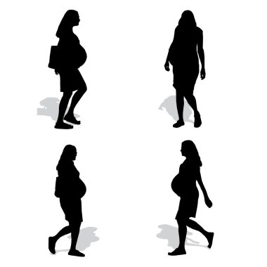 hamile kadın, vector silhouettes