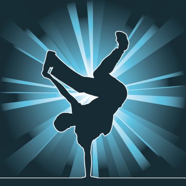 Dancing silhouette, breakdance clipart