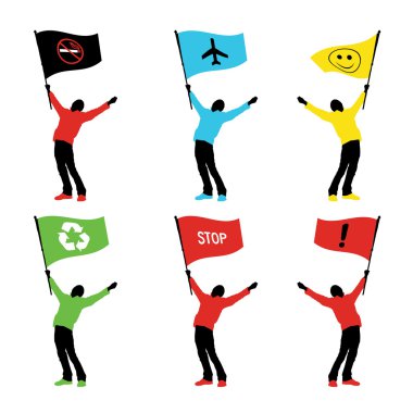 Man holding a flag clipart