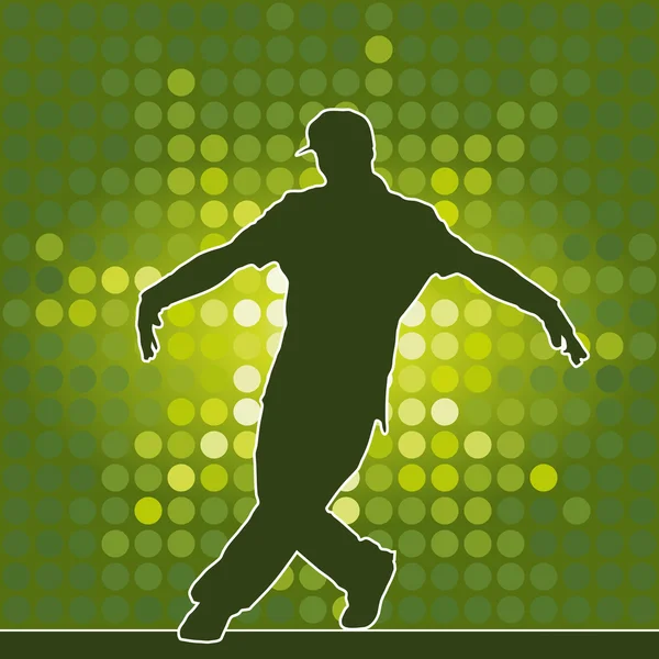 Silhouette dansante, breakdance — Image vectorielle