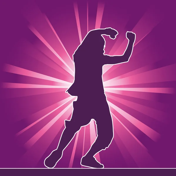 Silhouette dansante, hip-hop — Image vectorielle
