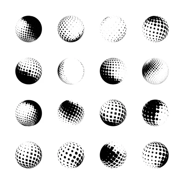 Esferas de medio tono, elementos de diseño — Archivo Imágenes Vectoriales