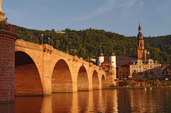 Udsigt på den gamle by- og bybro i Heidelberg - Stock-foto